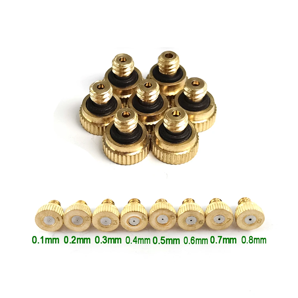 10pcs Threaded Brass Misting Nozzle 0.10.8mm Orifice Water Mister
