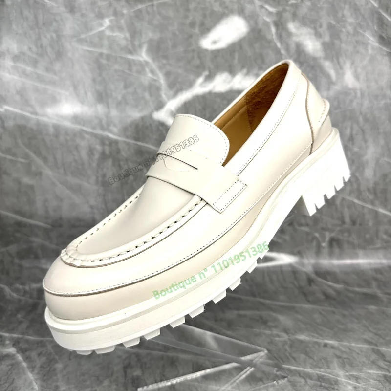 

White Round Toe Platform Pumps Square Heel Shoes Slip on Cover Toe Shoes for Women Shoes on Heels 2023 New Zapatos Para Mujere