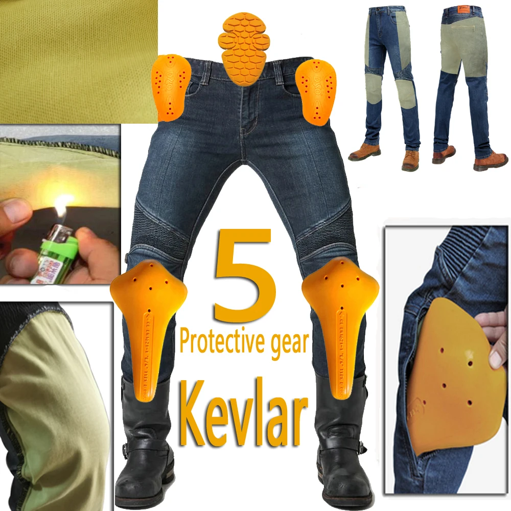 Mens Motorcycle Jeans Armored Denim Cargo Biker Zambia - View #11