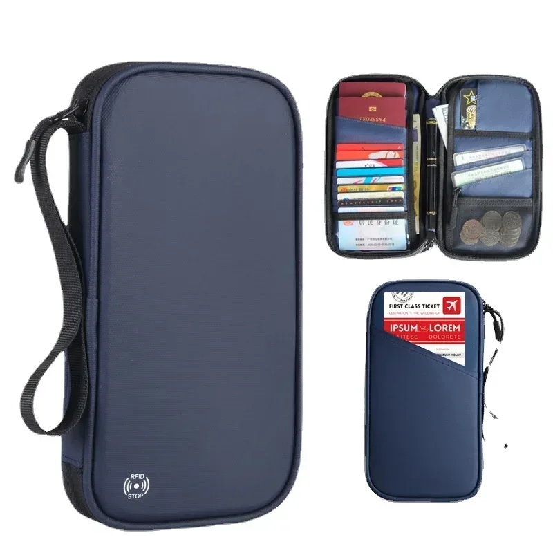 

1pc RFID Family Passport Holder Travel Wallet with A Sim Card Slot and Eject Pin Waterproof Ticket Document Organizer Bag
