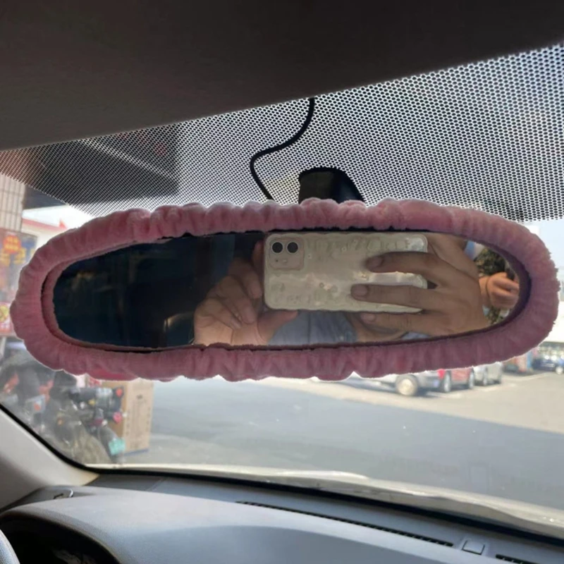 QM82 Car Rear View Mirror Cover Auto Car Accessories Pink/Black for Women Men Gift