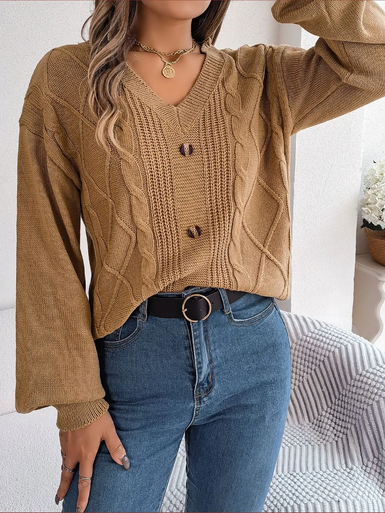 Casual Lace Knit Pullover Sweater