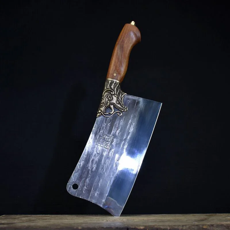

Longquan hand-forged bone-cutting knife thick section cutting knife old-fashioned retro chef Knife Edge household knives