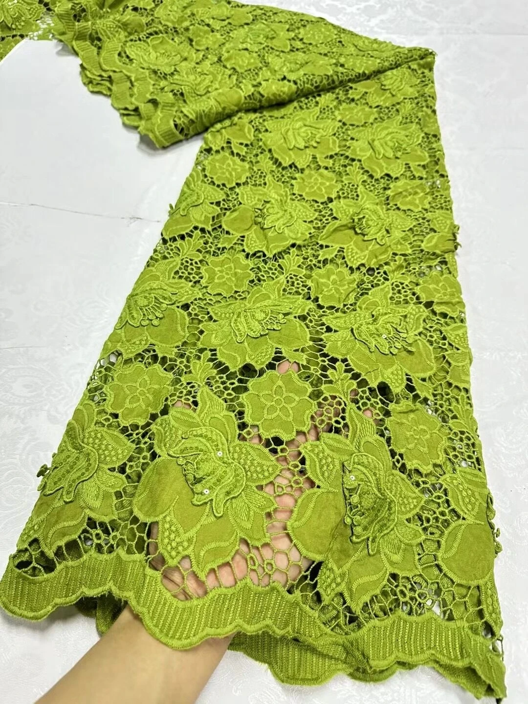 아프리카 나이지리아 얇은 명주 그물 레이스 원단, 스팽글 자수, 프랑스 Guipure 파티 원피스 원단, 바느질, 하이 퀄리티, 5 야드, 2024 