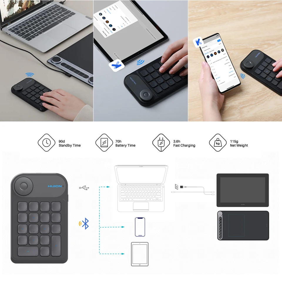 Programmable Keypad Tablet Voicemod Key Bluetooth Programmable Keypad - 18 Custom Keys With Dial ...