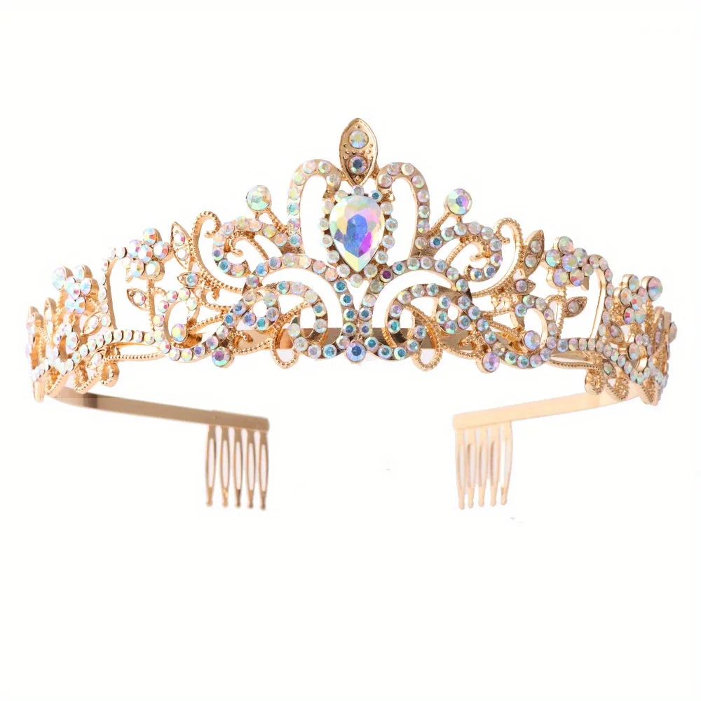 Hochzeit Haar Tiara Kristall Braut Tiara Krone mit Kamm Strass Abschluss ball Diadem Diademe und Kronen Braut Hochzeit Haarschmuck – Detail 8