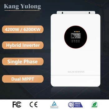 4200W 6200W Hybrid Solar Inverter 24V/48V 100A Dual MPPT, Pure Sine Wave Off-Grid All-in-One with WiFi