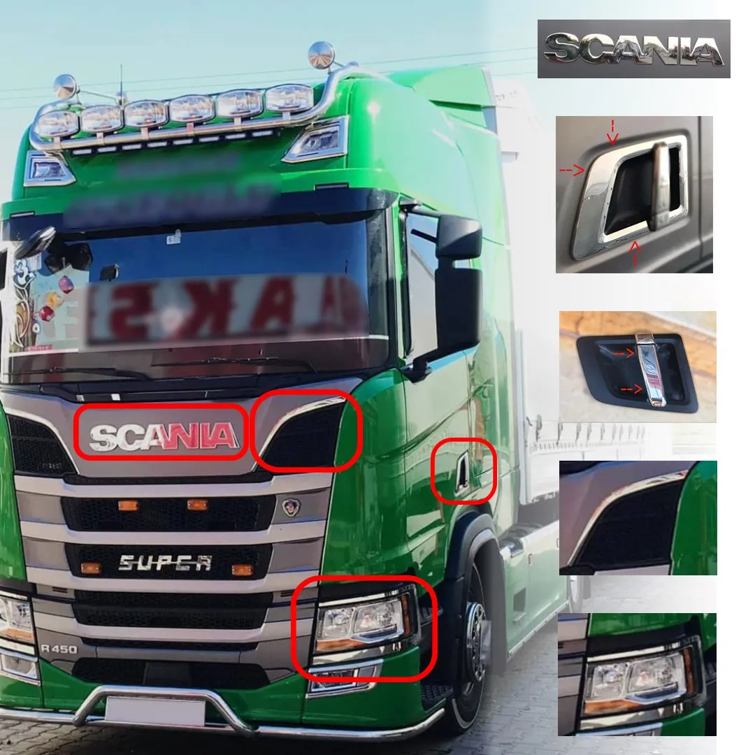 Scania NG SC S/R Compatible M3 Chest Post + Door Handle Back + Handle + Sword + Headlight is Chrome WN10003 genuine leather work permit card cover chest card chest card bus id card cover back opening entrance guard student card cover