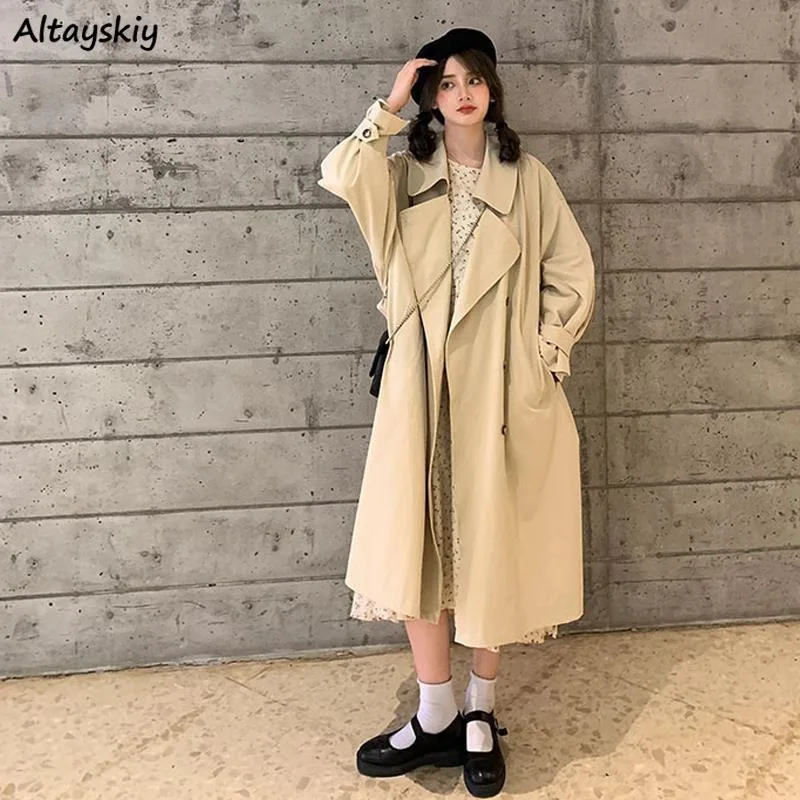 

Trench Women Solid Simple Lovely Special Charming All-match Autumn Korean Style Basics Leisure Vintage Tender Prevalent Daily