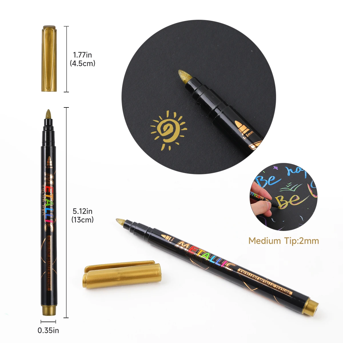 8/12pcs Metallic Markers Pens, Medium Tip Metallic Markers for Card Making,Painting, Scrapbook Crafts, DIY Photo Album 6