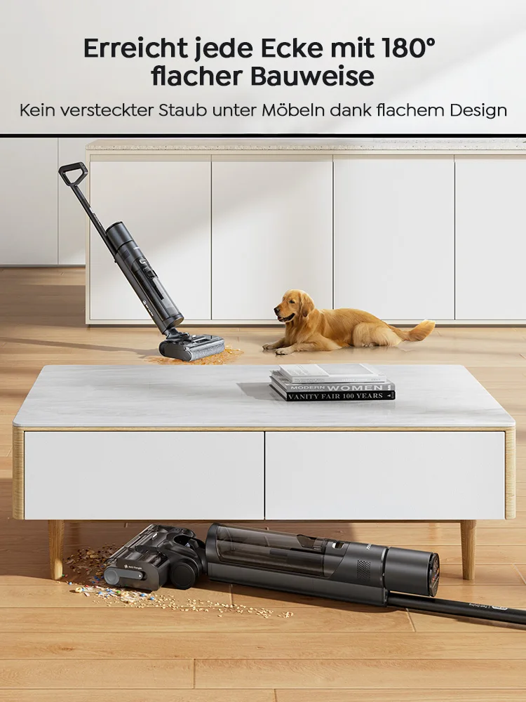 Laresar S7 Pro Kabelloser Nass- und Trockenstaubsauger, Wischmop, Lay-Flat-Reinigung, 5-Min-Schnelltrocknung, 80°C Selbstreinigung, 19000 Pa Saugleistung, Anti-Verheddern, 50 Min Laufzeit, Bodenreiniger für Zuhause – Detail 1
