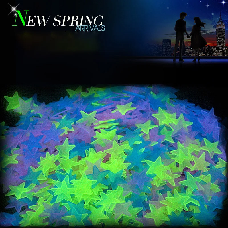 Wall Stickers 50Pcs Luminous 3D Stars Glow In The Dark For Kids Baby Rooms Bedroom Ceiling Home Decor Fluorescent Star Stickers