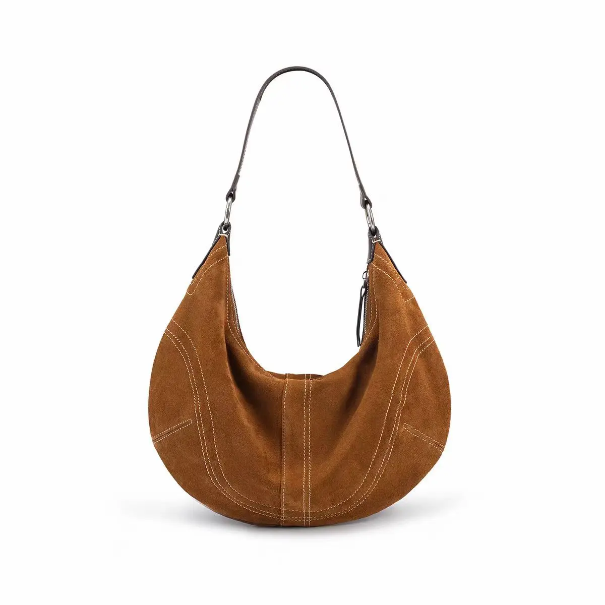 Luxury Women Suede pu Leather Hobo Shoulder Bag Vintage Half moon Handbag Cross body Casual Underarm Purse