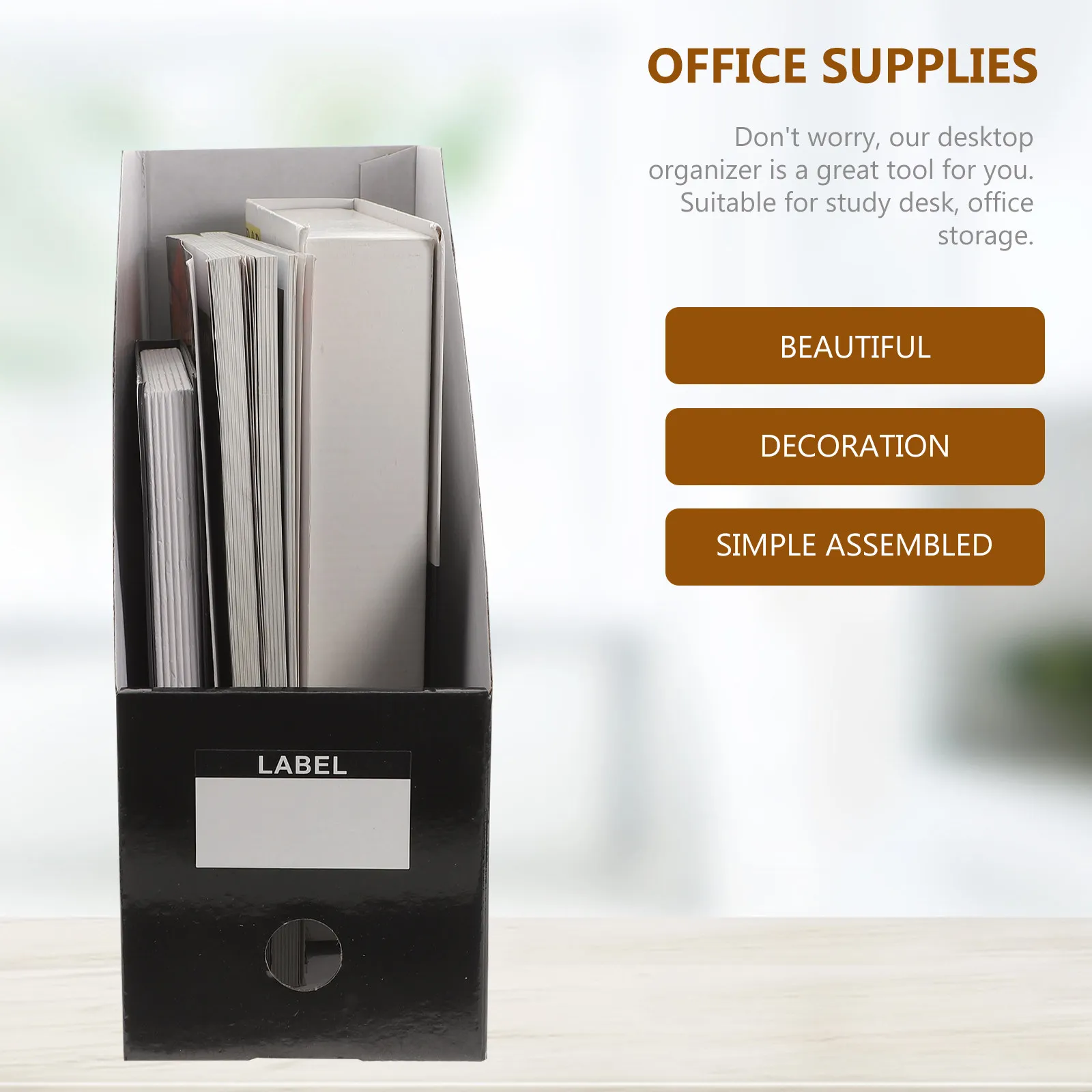 3Pcs 파일 폴더 정리함 상자 사무실 학교 가정용 견고한 데스크탑 스토리지 랙 책상 정리 액세서리