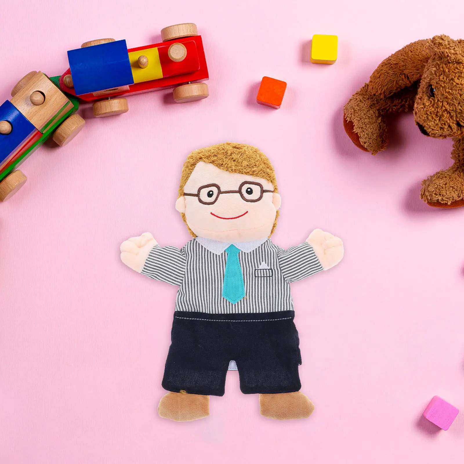 Q 버전 가족 아버지 손인형 내구성 있는 소재 어린이를 위한 대화형 의사소통 역할놀이 유치원 학습 센터