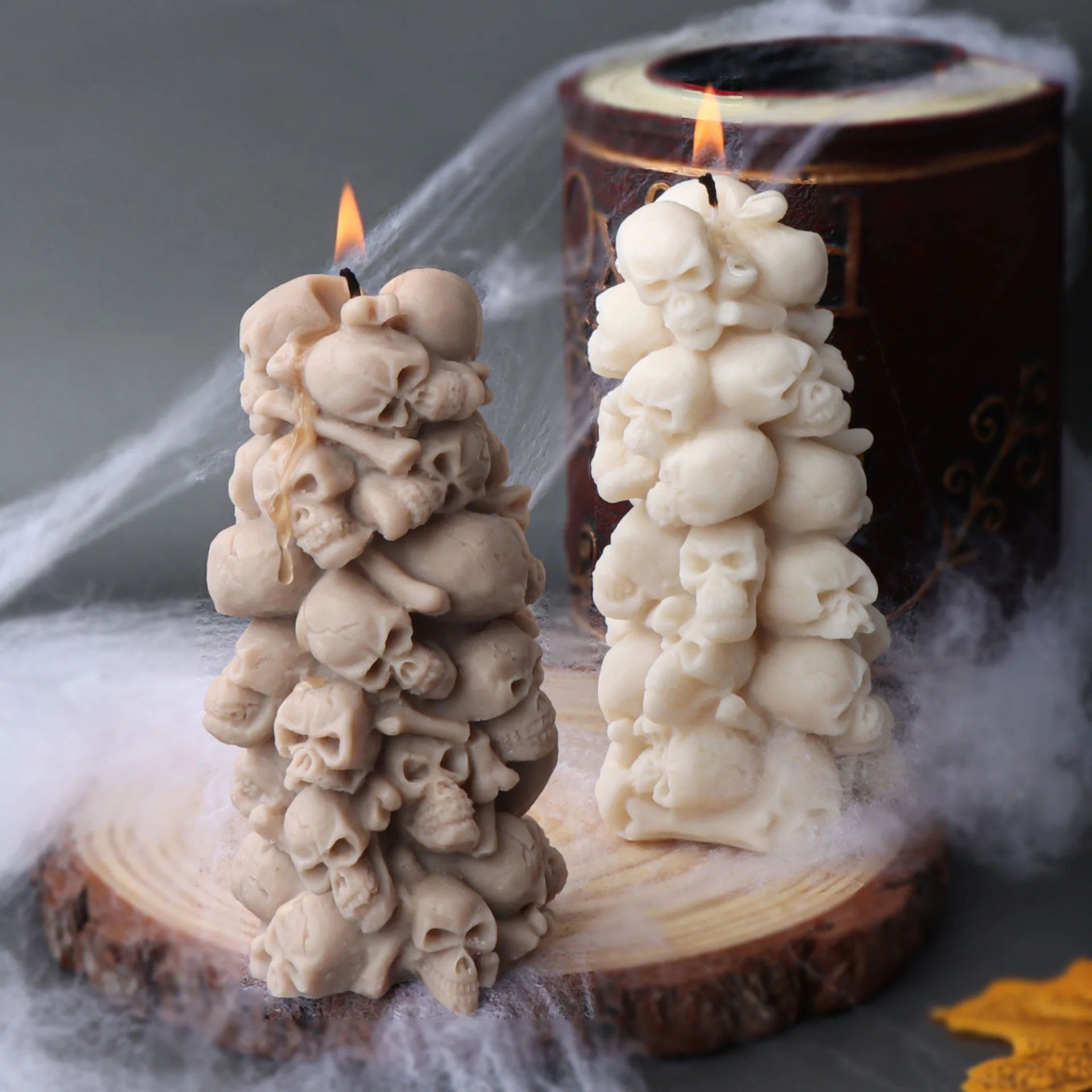 

Skeleton Tower Pillar Candle Silicone Mold Gypsum form Carving Art Aromatherapy Plaster Home Decoration Mold Gift Handmade