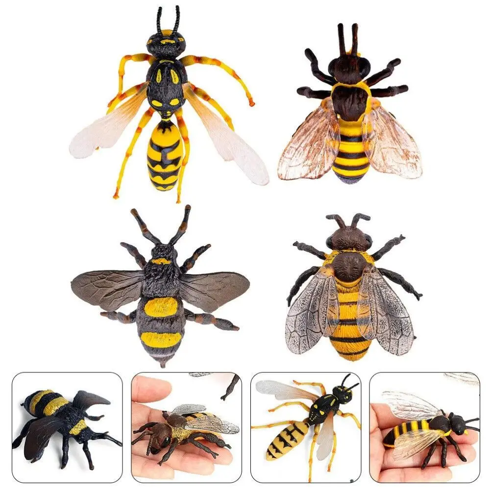 Realistic Simulated Plastic Bees Tool Bee Ornaments Realistic Figurines Lifelike Model Insect Toy For Child