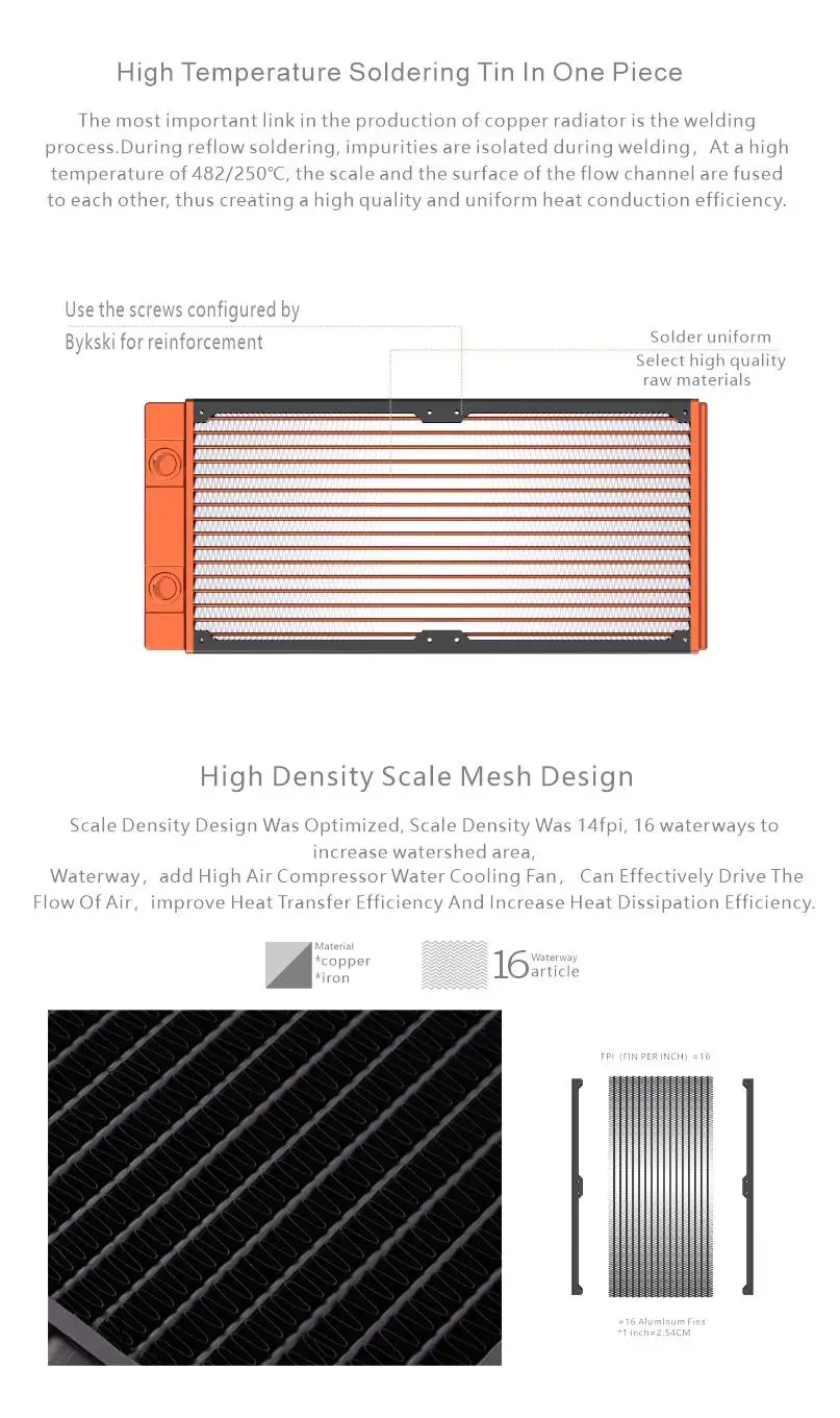 Bykski Copper Radiator, Refrigeração a Água Líquida,