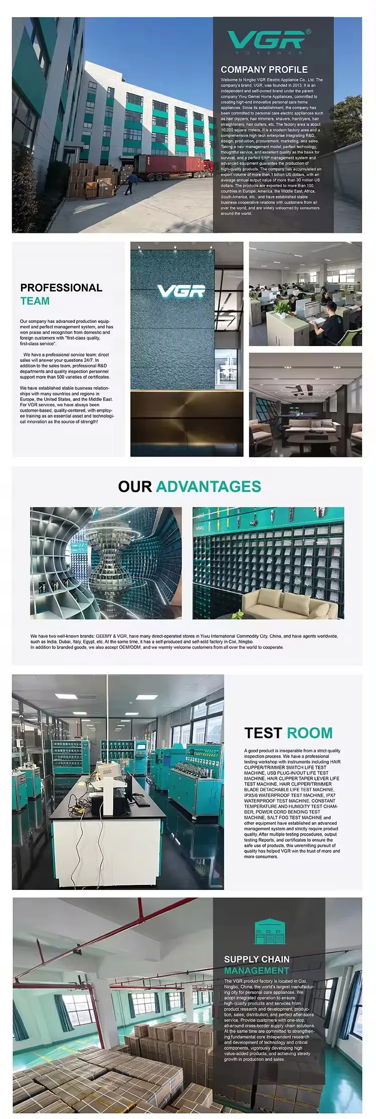 VGR Professionaalne kodumajapidamises töötav, taaslaetav USB-taaslaetav korpus, veekindel elektriline täistrimmer V-362_voghion.com