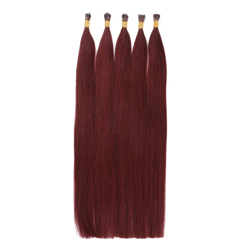 Top Quality Unprocessed I-tip Hair Pre-bonded Human Keratin Russian i tip human hair extensions 99 Straight I Tip Hair