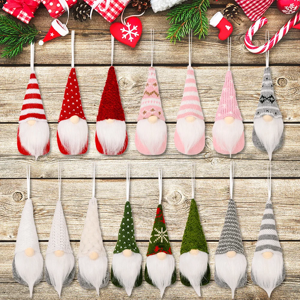 Christmas Decorations 3Pcs/lot Gnome Elf Doll Pendant for Home Xmas Tree Ornament