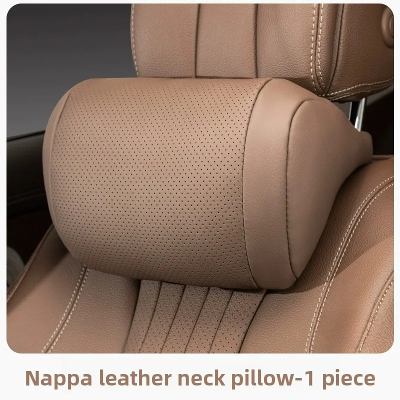 Premium Nappa Leather Car Seat Headrest Pillow - Soft, Fluffy, and All-Season Comfort