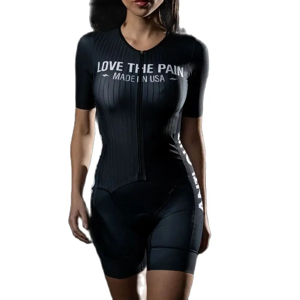 

Women Triathlon Cycling Skinsuit Road Bike Female BodySuit Cycling Clothing Short Sleeve Jersey and Bib Shorts Sets