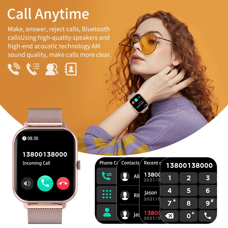 LIGE New Sport Women Smart Watch 1.83" HD Voice Calling Fitness Tracker Heart Rate Blood Pressure Men Smartwatch For iOS Android