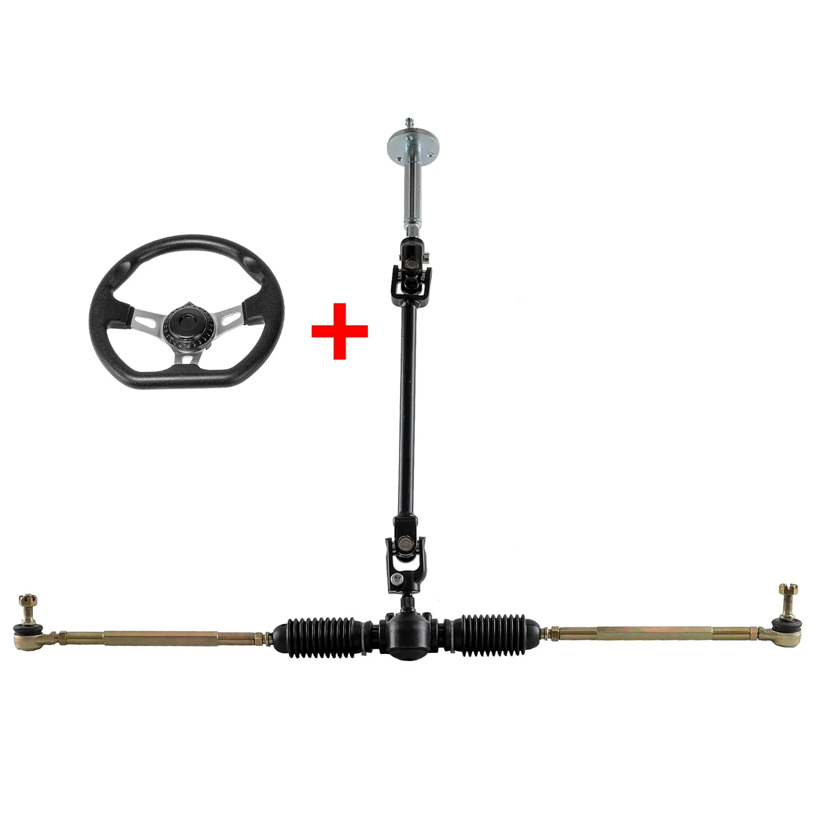 ATV Quad Go Kart Cart Steering Wheel Kit Tie Rod Gear Rack Shaft Pinion Assembly