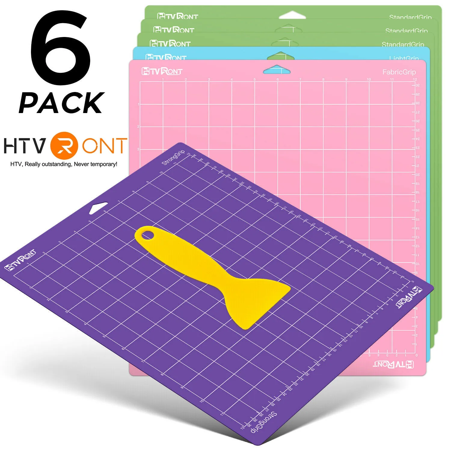 

HTVRONT 6 Pack 12x12in Mixed Colors PVC Adhesive Cutting Mat Base Plate Tool Pad for Cricut Explore Air/Air2/Maker DIY Machine