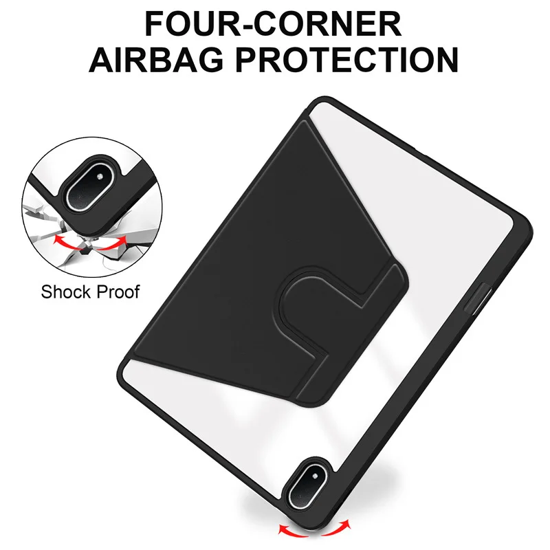 Enhanced Acrylic Rotating Stand Tablet Case with Pencil Holder, 13.2-inch, 2025 Edition