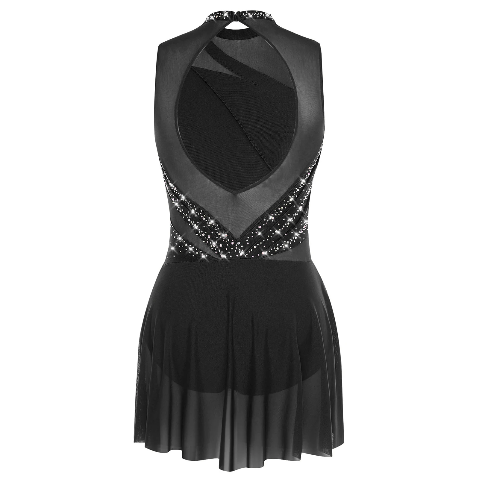 Damen Strass-Verziertes Ballett- und Lyrisches Tanzkostüm Gymnastik-Trikot Eiskunstlauf-Kleid Zeitgenössisches Tanzkleid – Detail 8