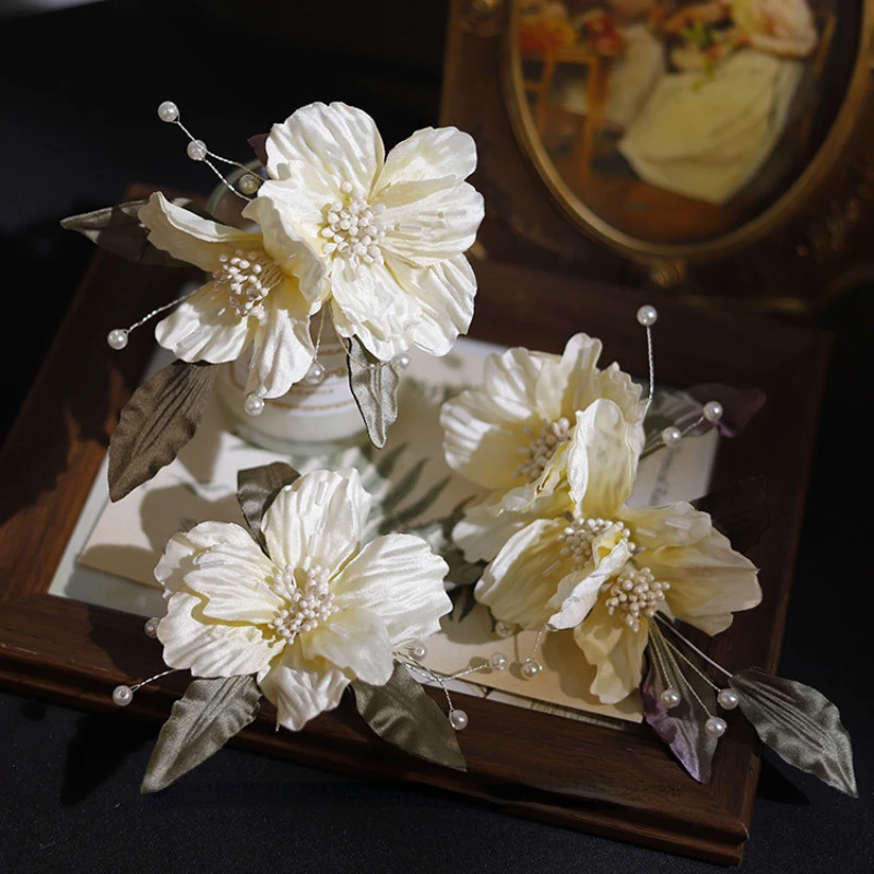 3pcs set 3D Petals Bridal Headwear Plate Hair pin Wedding hair Accessories Set