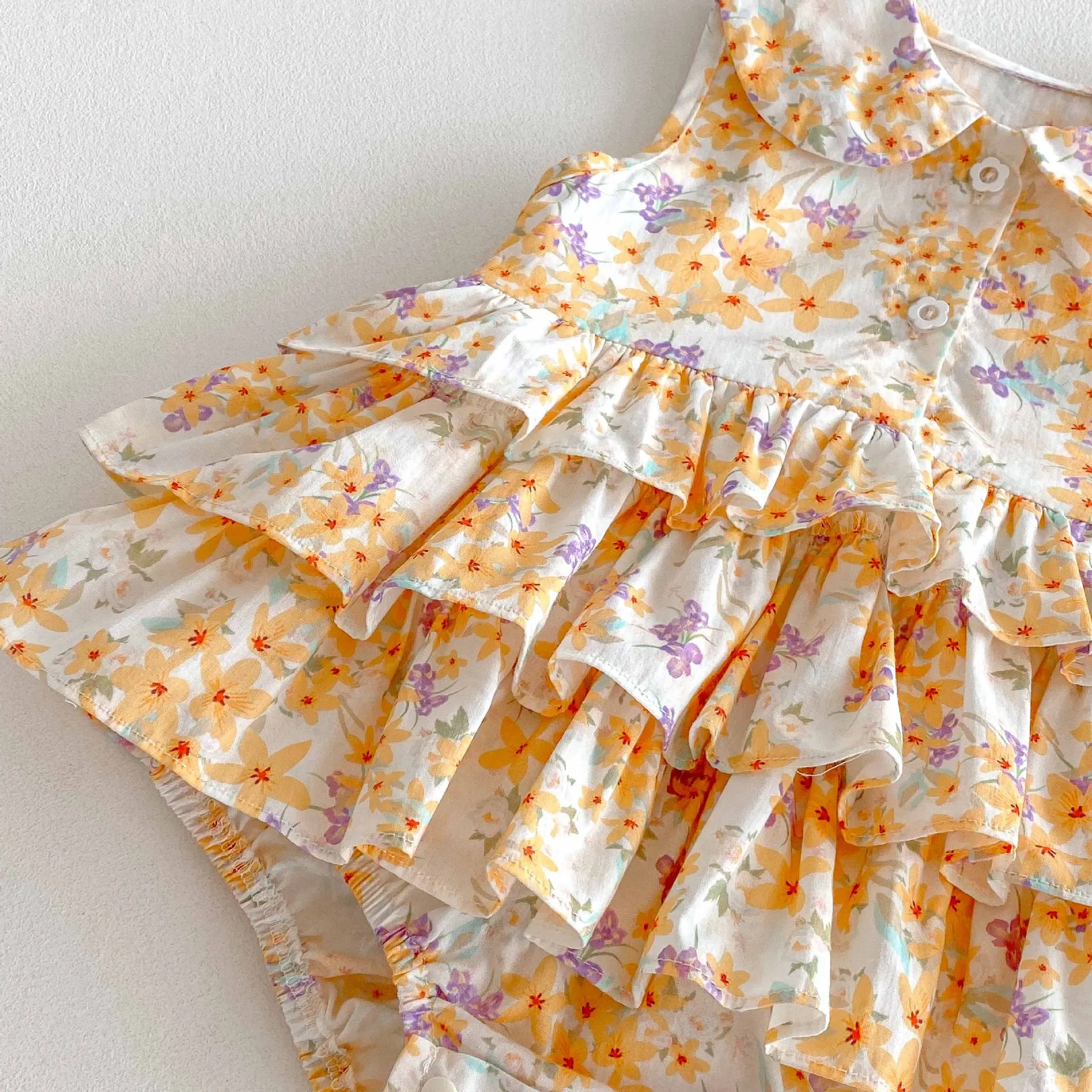 Cotton Baby Girls Summer Floral Bodysuit Dress