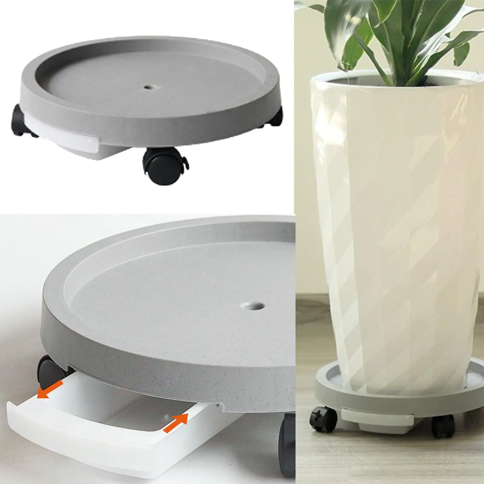 Plant Stand Heavy Flower Pots Tray with Wheels Caddy Mover Flower Container Stand Round for Garden Outdoor Shop Office Decoration