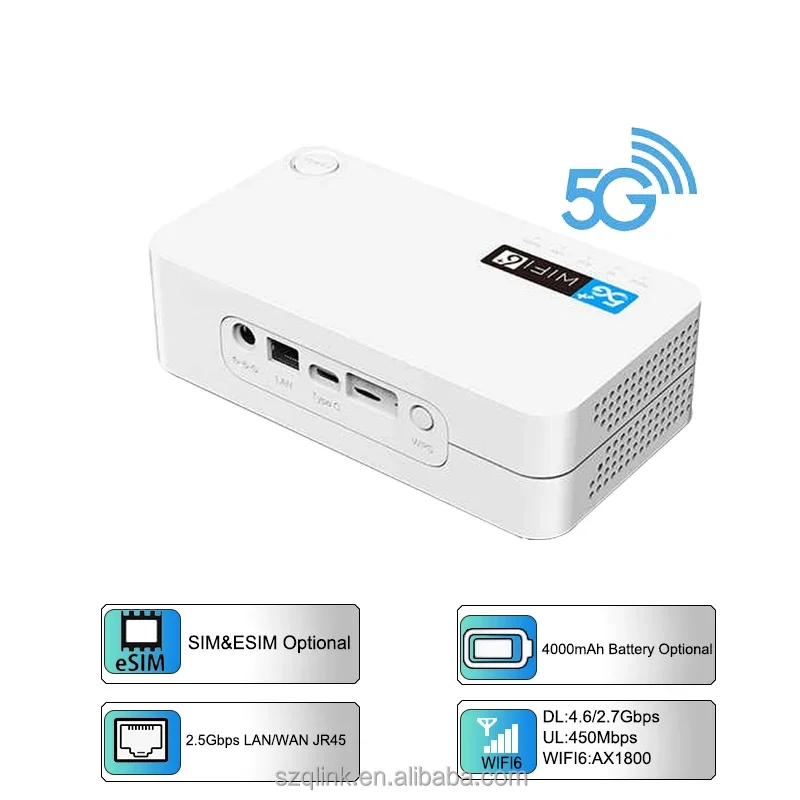 Gokodo 5G Esim Modem Qualcom Chipset X55 Wireless Broadband Mobile WiFi Portable Hotspot Wi-Fi Indoor CPE AX1800 WiFi6 Router image 2