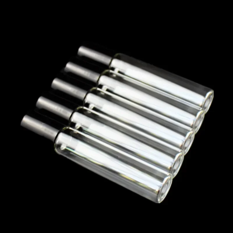 Perfume Bottle 20/50pcs 1ml 2ml 3ml 5ml 10ml Transparent Glass Roller Bottles Clear Essential Oil Vials with Stainless Steel Roll On