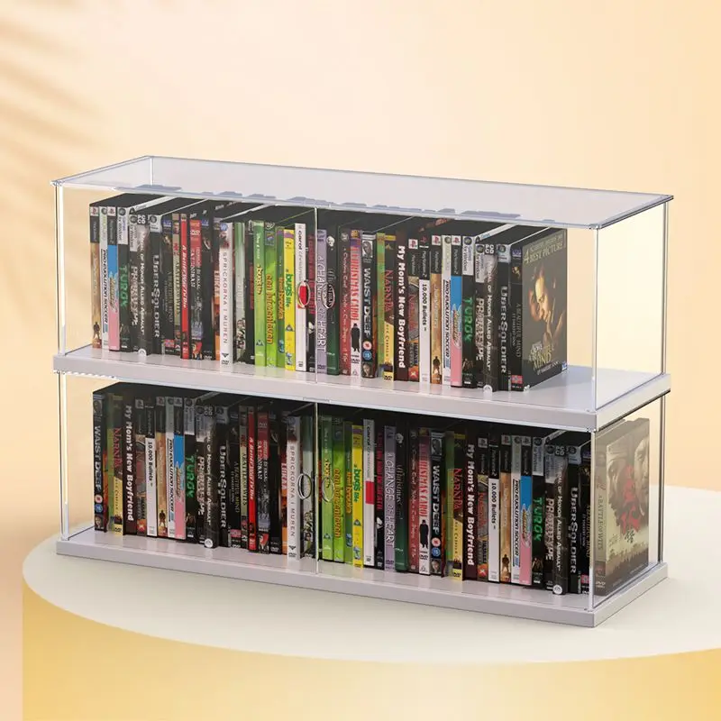 Stackable Clear Acrylic DVD/CD Storage Box Organizer Jewel Cases Holder