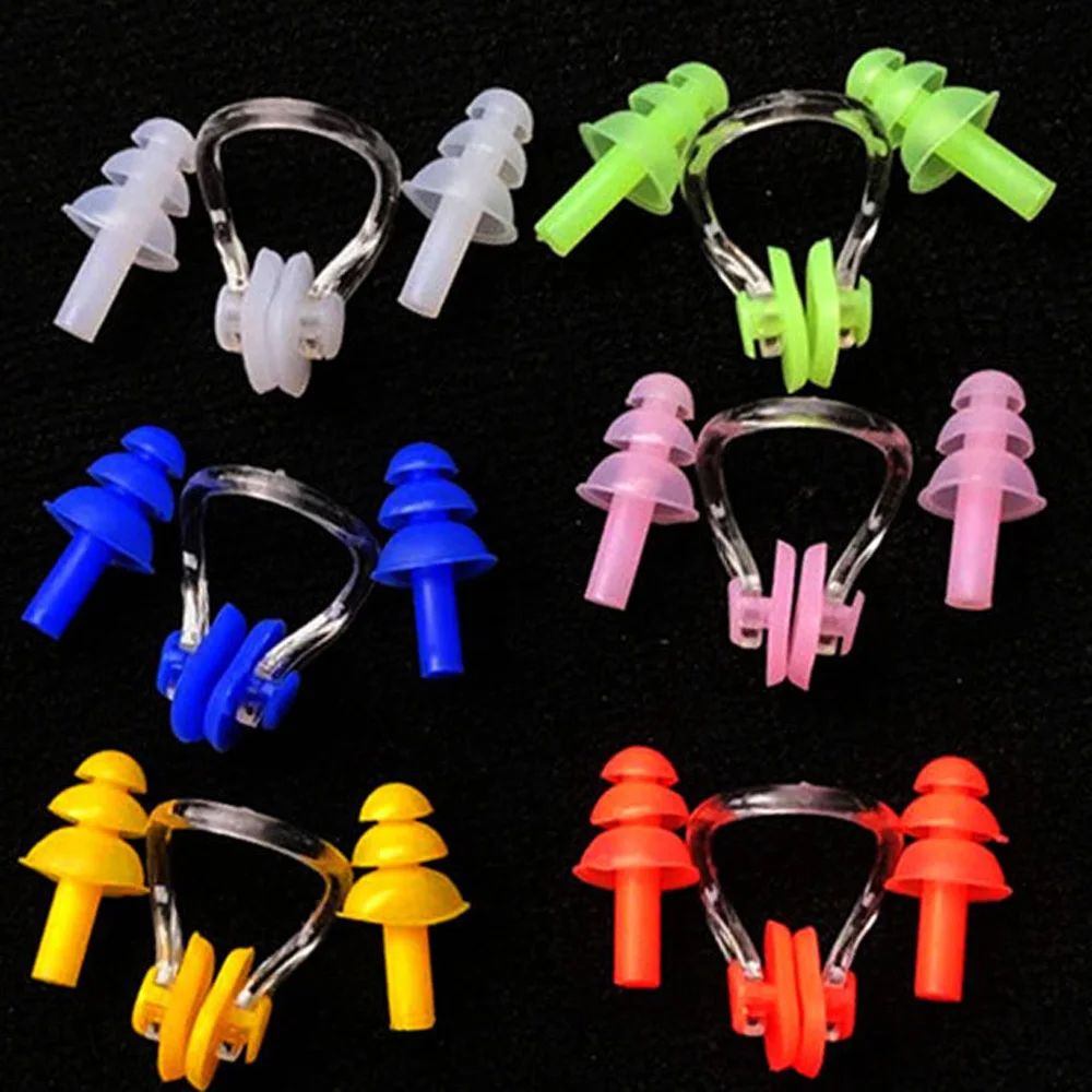 10SetsnewSiliconeNoseClipsWaterproofSwimmingNosePlugsEarplugs