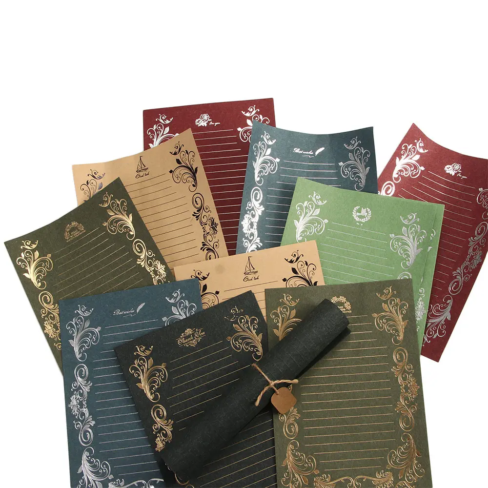 4PCs/Pack Retro Hot Stamping Envelope Paper Stationery High-end Beautiful Romantic Pattern Creative Love Letter Stationery