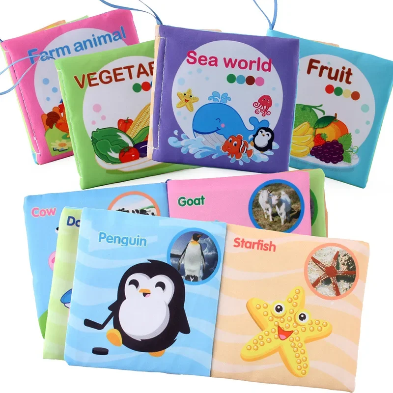 Baby Books Cloth Useful Early Education Cartoon Pictures Durable Flexible Tear-resistant Books Cognitive Sensory Kids Toddlers 3