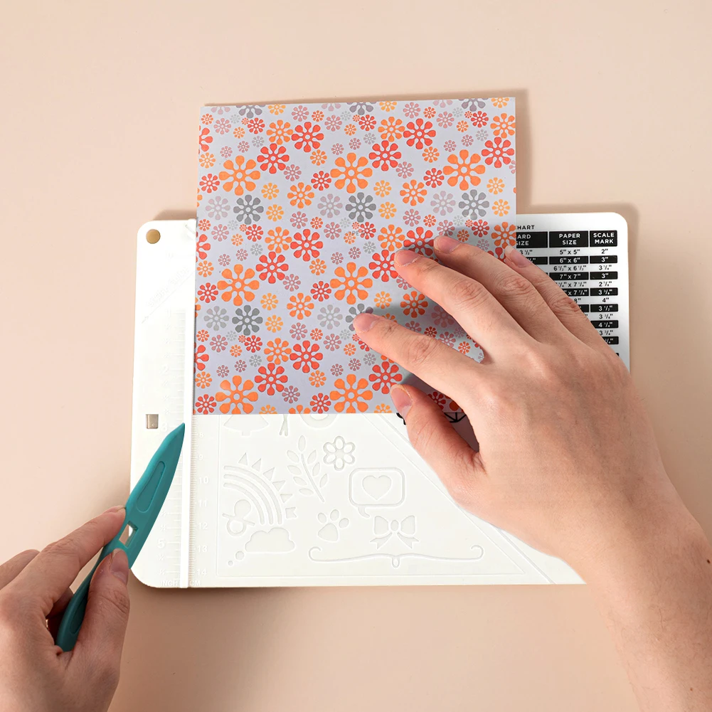 Multi-Purpose Scoring Board with Measuring Grid Paper Card Cutting Board Embossed Lines Scrapbooking DIY Supplies paper cutter