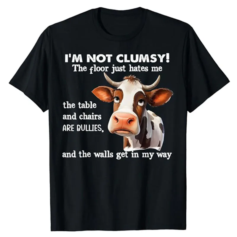 Cow Non Sono Goffo The Floor Just Odimio The Table T-Shirt Farmer Life Cute Cow Lover Graphic Outfit Lettere Print Dicing Tee