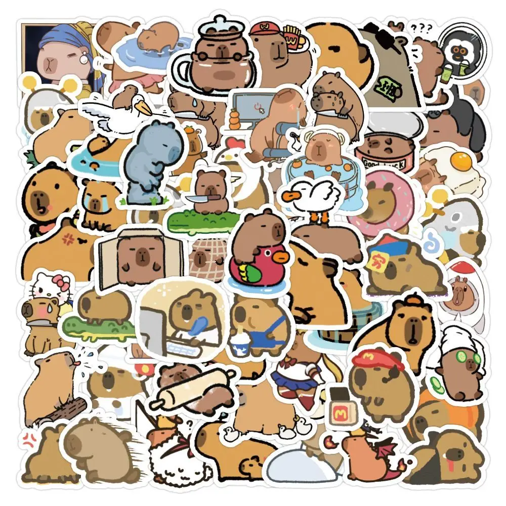 Cartoon Cute Capybara Stickers 10/30/50/100Pcs Waterproof Wall Stickers