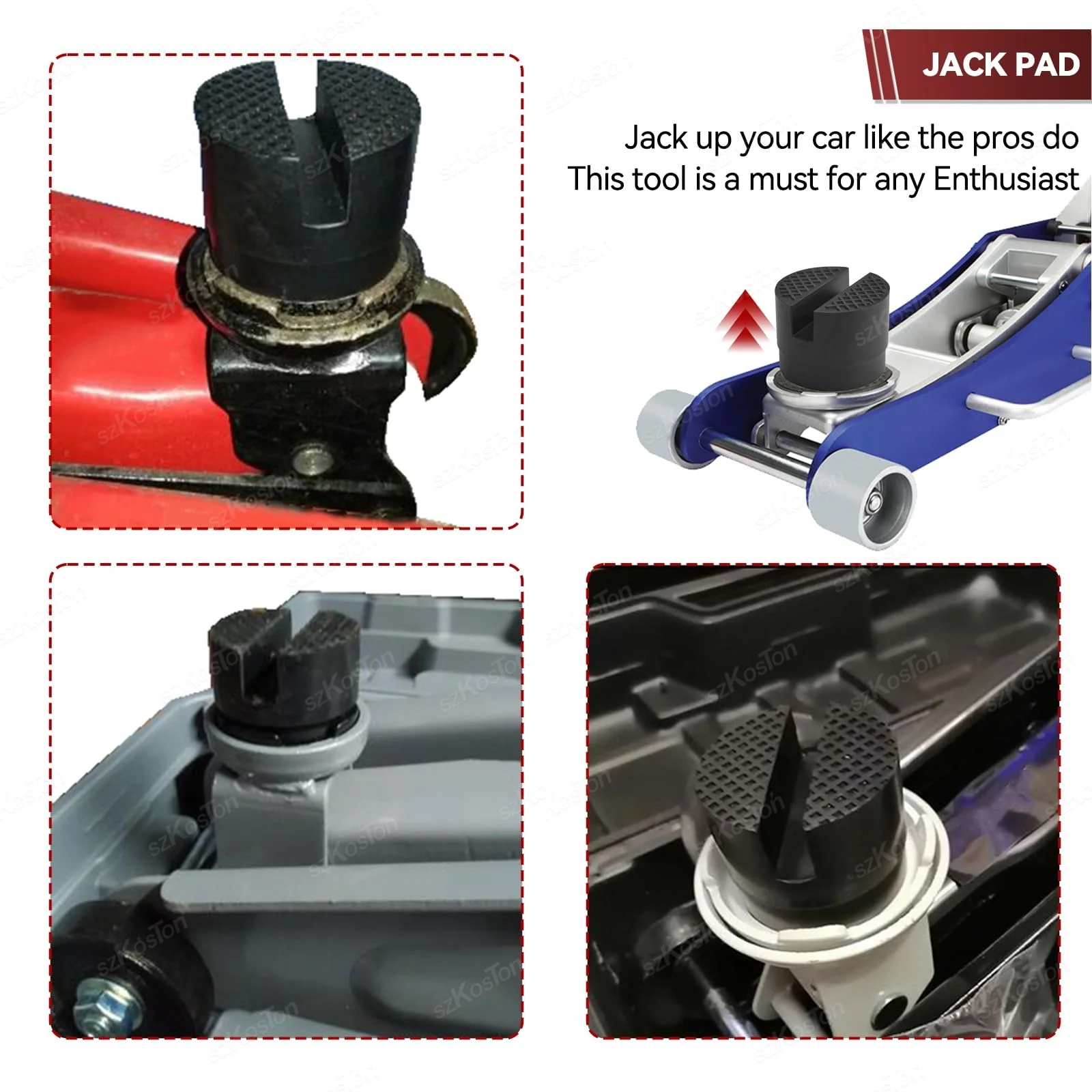 Universal Car Lift Jack Support Stand Rubber Pads Frame Protector Wheel Dolly Adapter Repair Tools