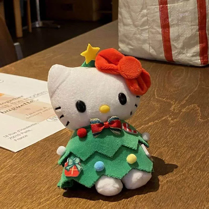 Christmas Hello Kitty Plush Toy Pendant Sanrio KT Cat Christmas Tree Dress Up Doll Keychain Decorative Bag Accessories Xmas Gift 5