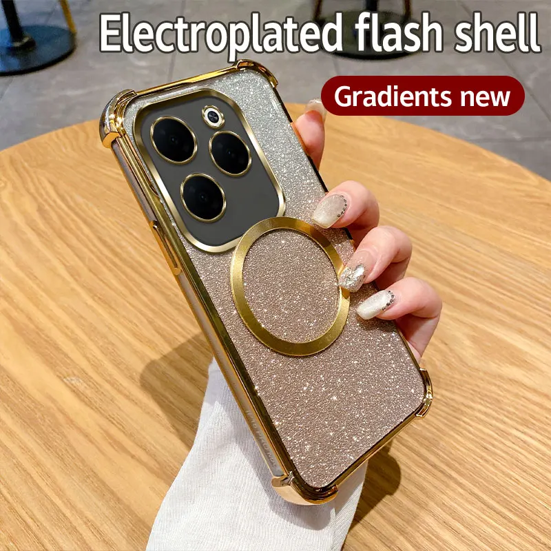 Magnetic Shockproof Phone Case For Infinix Clear Plating Cover_voghion.com