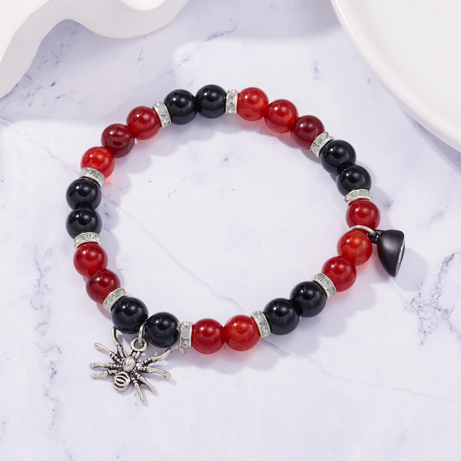 Design Sense Halloween Spider Couple Bracelets For Women Men Romantic Heart Magnetic Matching Bracelet Aesthetic Party Jewelry