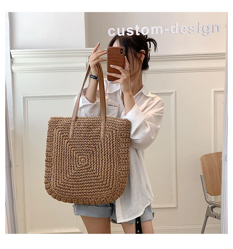 Summer Woven Women's Bag Large Capacity Straw Woman Shopper Beach Handmade Design Handbags For Women Fashion Female Shoulder Bag