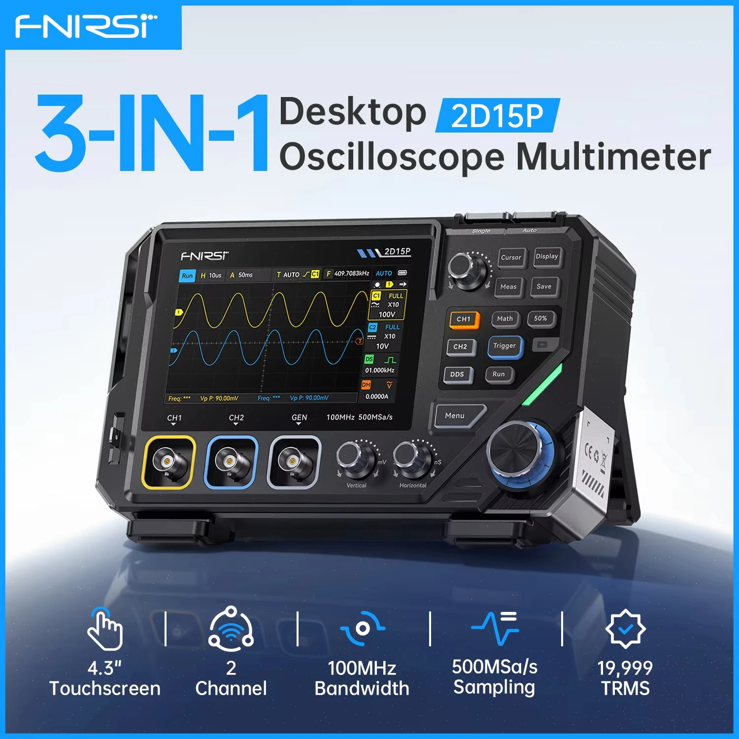 2D15P Digital Oscilloscope Multimeter Signal Generator 3-in-1 Dual Channel Touch